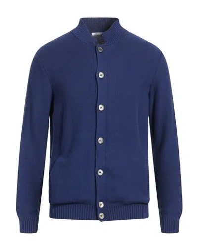 Gioferrari Man Cardigan Navy Size 42 Cotton In Blue