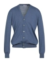 Gioferrari Man Cardigan Slate Blue Size 46 Merino Wool In Blue