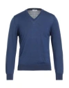 Gioferrari Man Sweater Navy Size 42 Merino Wool In Blue