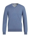 Gioferrari Man Sweater Slate Blue Size 50 Merino Wool In Blue