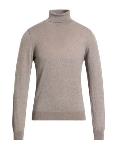 Gioferrari Man Turtleneck Taupe Size 36 Merino Wool In Gray