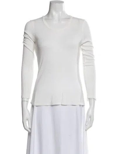 Pre-owned Giordano Crew Neck Long Sleeve Top In White