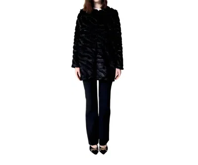 Giorgia Jo Shaggy Faux Fur Coat In Black