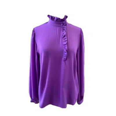 Giorgia Jo Women's High Neck Button Up Blouse In Magenta In Pink
