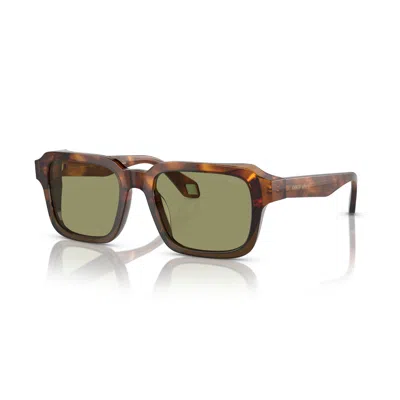 Giorgio Armani 0ar8194u Bold Square Tortoiseshell Sunglasses With Green Lenses In Brown