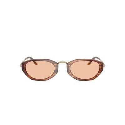 Giorgio Armani 0ar8242 Angular Geometric Sunglasses With Translucent Brown Frame In Gold