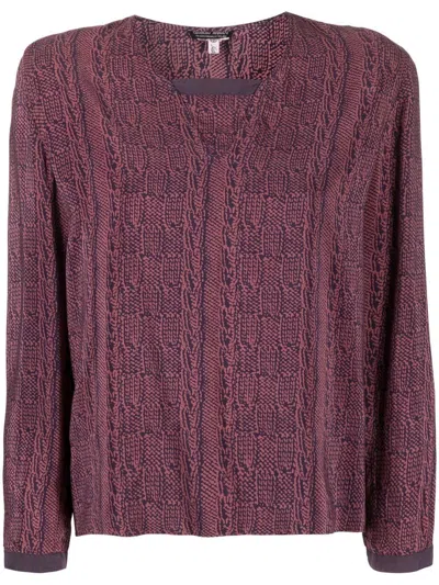 Pre-owned Giorgio Armani 1990s Abstract Print Blouse In Pink