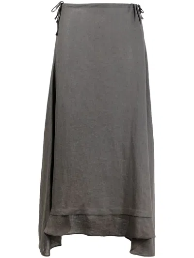 Pre-owned Giorgio Armani 1990s Drawstring Waistband Handkerchief Skirt In Grey