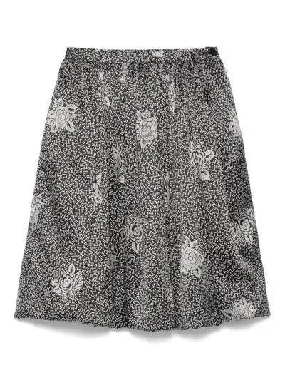Pre-owned Giorgio Armani 1990s Floral Mini Skirt In 黑色