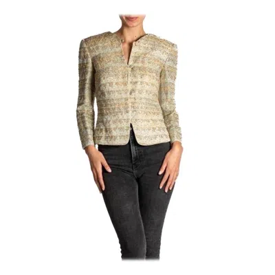 Pre-owned Giorgio Armani 1990s  Oyster Grey Metallic Silk & Poly Evening Jacket Made From In Gray