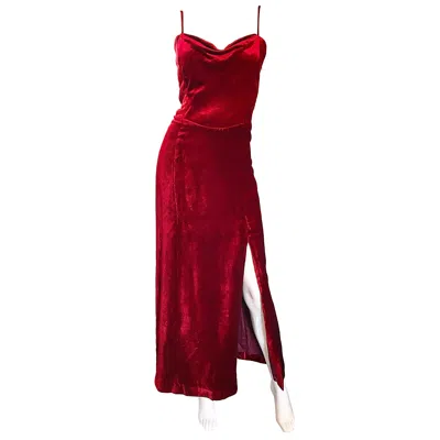 Pre-owned Giorgio Armani 1990s  Size 6 / 8 Vintage Crimson Red Merlot 90s Silk Velvet Gown