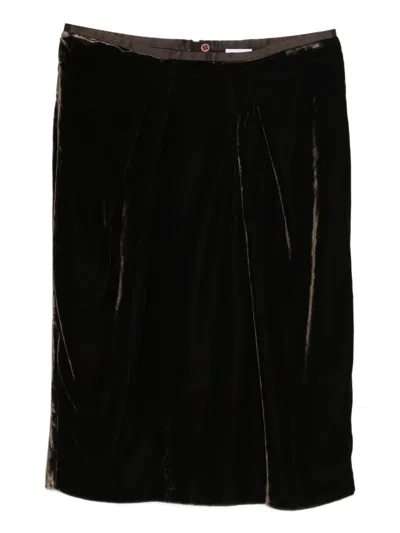 Pre-owned Giorgio Armani 1990s Pleated Midi Skirt In Brown