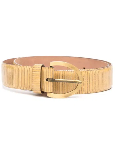 Pre-owned Giorgio Armani 1990s Ribbed Leather Belt In Yellow