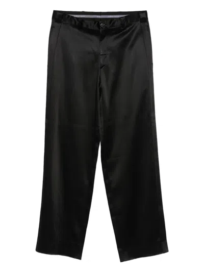 Pre-owned Giorgio Armani 1990s Satin-finish Trousers In Black