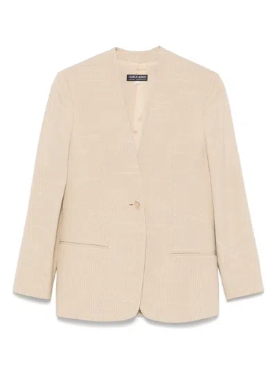 Pre-owned Giorgio Armani 1990s Striped Jacket In 中性色