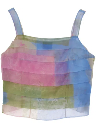 Pre-owned Giorgio Armani 1990s Tiered Sleeveless Top In Blue