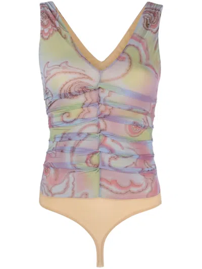 Pre-owned Giorgio Armani 2000s Abstract-print Ruched Body In Purple