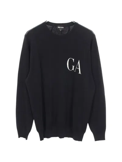Pre-owned Giorgio Armani 2000s Logo-pattern Sweater In Blue