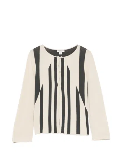 Pre-owned Giorgio Armani 2000s Striped Cardigan In Neutral