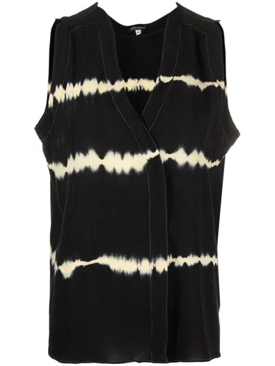 Pre-owned Giorgio Armani 2000s Tie-dye Print Sleeveless Top In Black