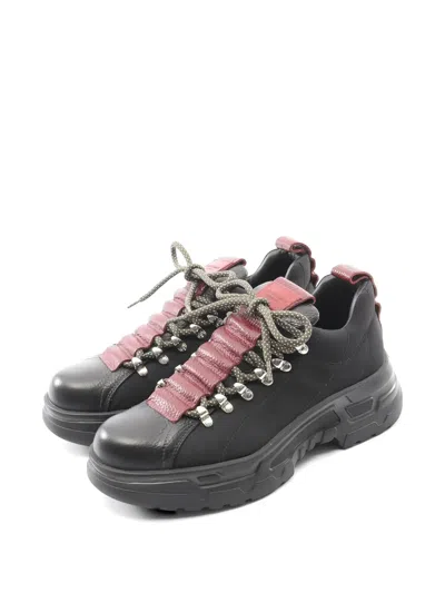 Pre-owned Giorgio Armani 2010s Leather Sneakers In Black