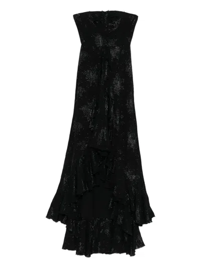 Pre-owned Giorgio Armani 2010s Silk-blend Embellishment Dress In Black