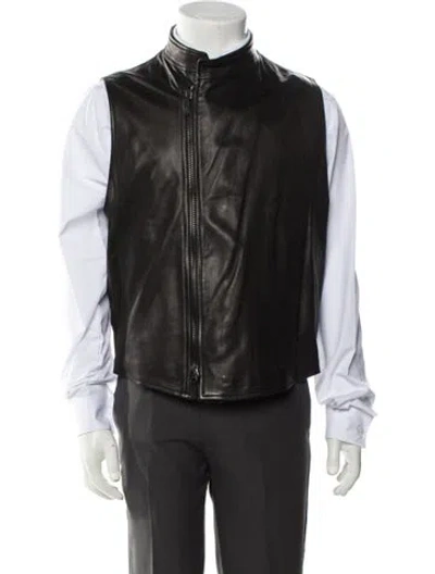 Pre-owned Giorgio Armani 2011 Goat Leather Vest In Black