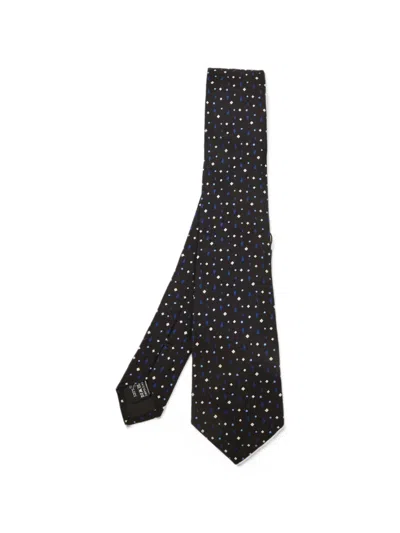 Pre-owned Giorgio Armani 2012 Geometric Jacquard Tie In Black