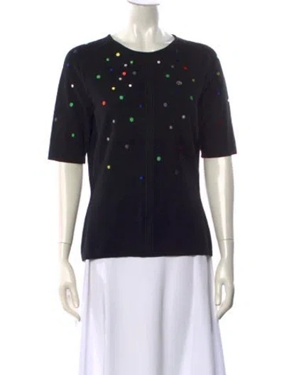Pre-owned Giorgio Armani 2019 Polka Dot Print Top In Black