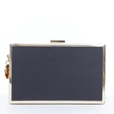 Pre-owned Giorgio Armani 2020 Parfums Black Canvas Gold Frame Minaudiere Box Clutch