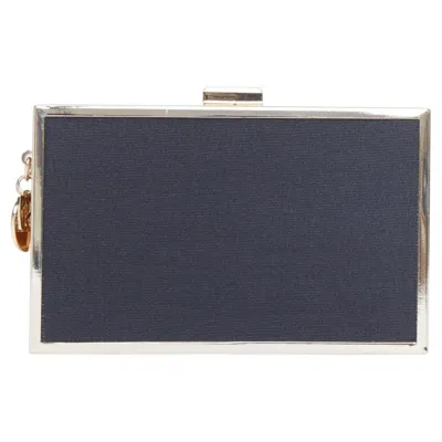 Pre-owned Giorgio Armani 2020 Parfums Canvas Gold Frame Minaudiere Evening Box Clutch In Black
