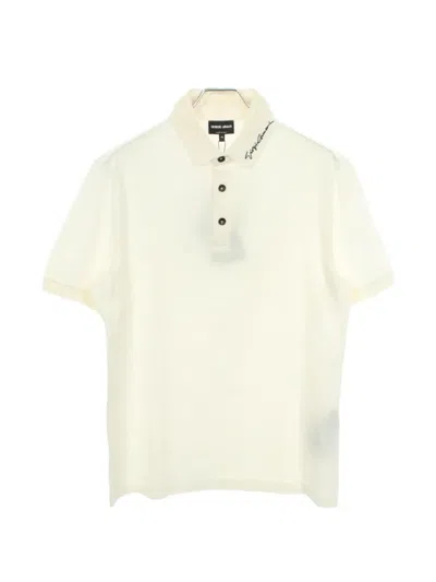 Pre-owned Giorgio Armani 2020s Embroidered Short-sleeve Polo Shirt In White