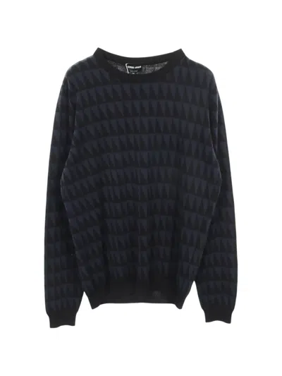 Pre-owned Giorgio Armani 2020s Geometric-pattern Sweater In Black