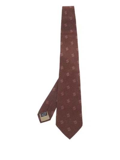 Pre-owned Giorgio Armani 2024 Silk Patterned Tie In Brown
