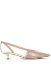 Giorgio Armani Pink Calf Leather Pumps In Neutrals