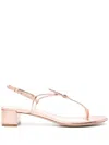 Giorgio Armani 35mm Laminated Leather Sandals In Pink