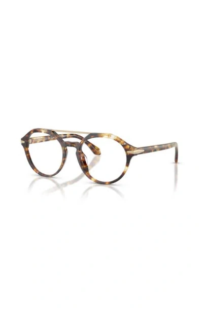 Giorgio Armani 49mm Round Optical Glasses In Brown