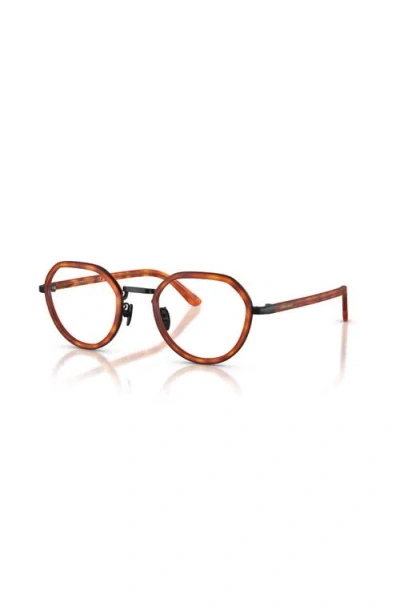 Giorgio Armani 49mm Round Optical Glasses In Brown
