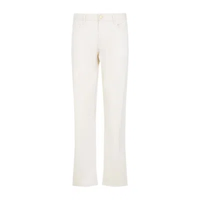 GIORGIO ARMANI 5-POCKET BEIGE COTTON AND SILK PANTS