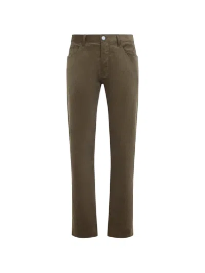 Giorgio Armani Signature Corduroy Five Pocket Straight Leg Pants In Brown