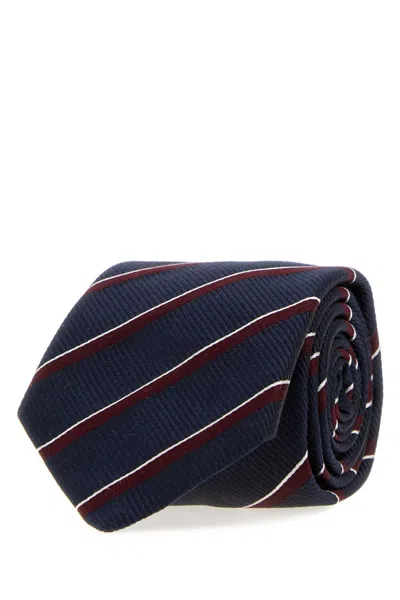 Giorgio Armani 7 Cm Embroidered Silk Tie In Stripped