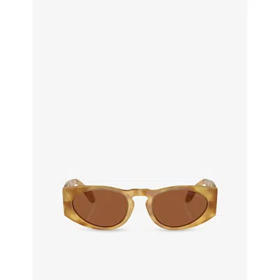 Giorgio Armani Womens Brown Ar8216 Rectangle-frame Acetate Sunglasses
