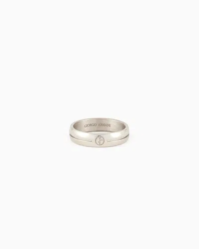 Giorgio Armani 925 Sterling Silver Ring With Embossed Logo