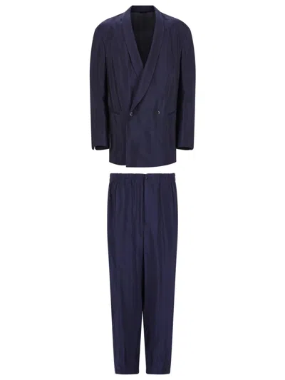 Giorgio Armani Relaxed Viscose Trousers Suit In Black