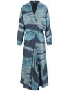 Giorgio Armani Abstract-print Silk Long-sleeve Maxi Wrap Dress In Blue