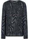 Giorgio Armani Men's Embroidered Jacquard Sweater In 蓝色