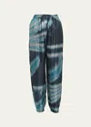 Giorgio Armani Gradient-effect Silk Trousers In Blue