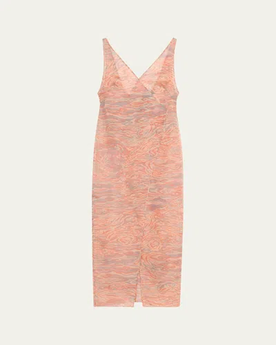 Giorgio Armani Abstract Semi-sheer Wrap Silk Dress In Lt Pink