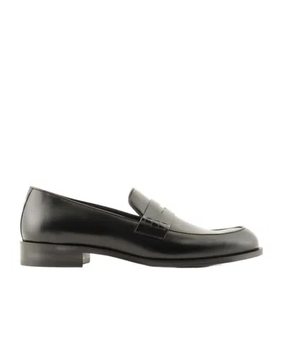 Giorgio Armani Official Store Leather Loafers In Black