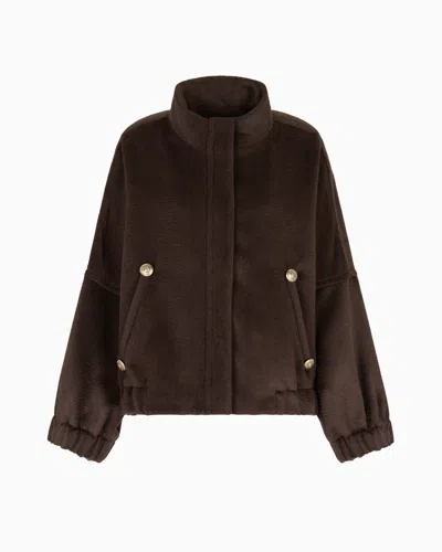 Giorgio Armani Alpaca And Wool Pea Coat In Brown